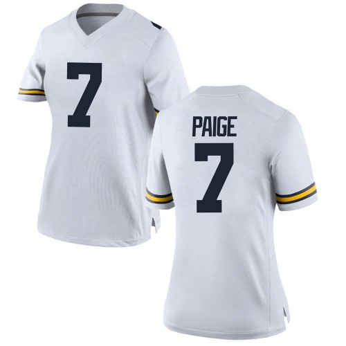 Makari Paige Michigan Wolverines Women's NCAA #7 White Game Brand Jordan College Stitched Football Jersey RVE3054PQ